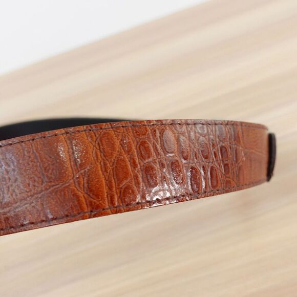 Vintage Crocodile Belt Small Exotic Leather Italian Dress Western Crocolux Omega - Picture 14 of 16